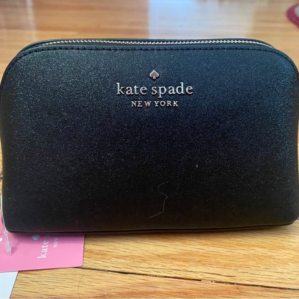 Kate Space black sparkly clutch purse with gold zipper. TAGS ATTACHED